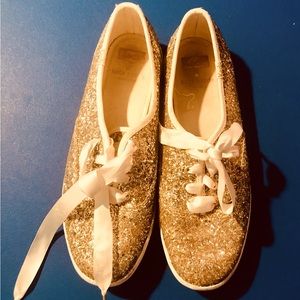 Kate Spade beautiful gold KED shoes. Only worn one time. Size 7.5.